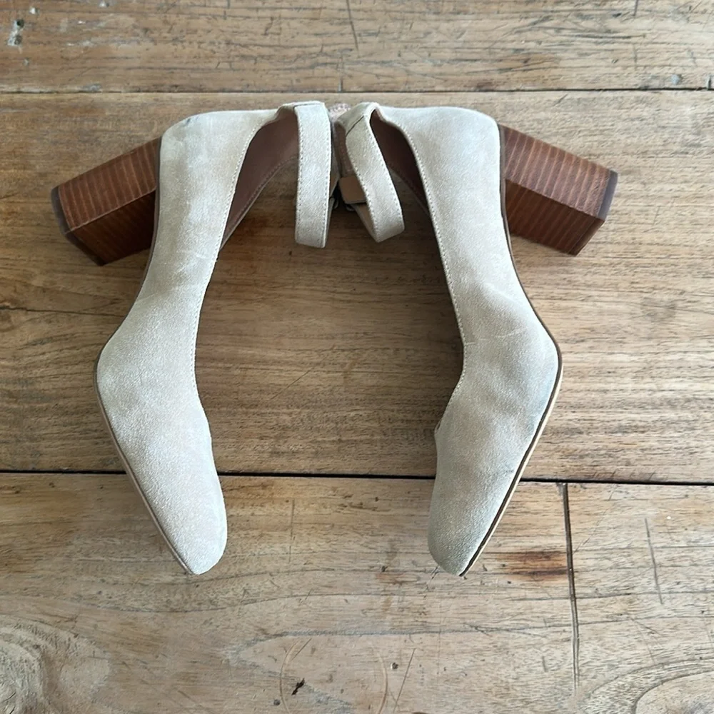Soludos Gemma Heel – Size 8 – Neutral Suede Block Heel – Anthropologie